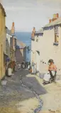 R.I. Walter Langley, A Newlyn street scene, watercolour