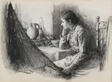 R.I. Walter Langley, Sad memories, pen and ink