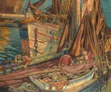John Duncan, Breton Crabbers, Newlyn, oil on canvas