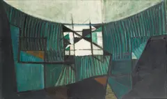 Sir Terry Frost R.A., Green and White, oil on board