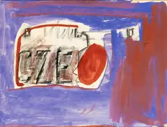 Peter Lanyon, Red Spot CZE, charcoal and gouache