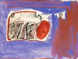 Peter Lanyon, Red Spot CZE, charcoal and gouache