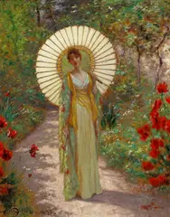 William John Hennessy, The Japanese parasol, 1890, oil on board