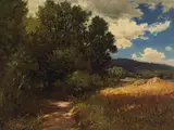 Raymond Dabb Yelland, A wooded path with passing clouds