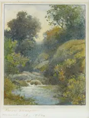 Stream in the woods by Percy Gray, 1950, watercolor on paper, sold Aug 2009