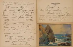 Illustrated letter by Percy Gray, 1925, watercolor, pencil and ink on paper, sold Aug 2009