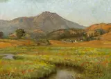 William Barr, Poppies beneath Mt. Tamalpais, oil on canvas