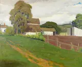 Arthur Hill Gilbert, Clouds over the farm, oil on canvas