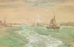 Charles Reiffel, North River 'A Breezy Day', gouache on paper