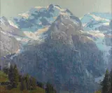 Majestic alpine scene by Edgar Alwin Payne, oil on canvas, sold Aug 2009