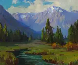 Sierra stream by Marion Wachtel, oil on canvas, sold Aug 2009