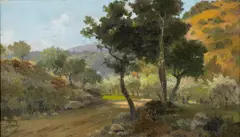 Hector Serbaroli, Landscape, oil on board