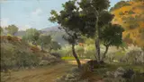 Hector Serbaroli, Landscape, oil on board