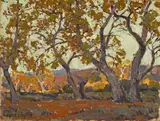 In the canyon, believed to be Laguna Canyon by Edgar Alwin Payne, oil on canvas board, sold Aug 2009