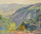 Southern California landscape by Franz Bischoff, oil on canvas affixed to board, offered Aug 2009