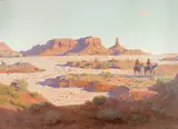 Conrad Buff, Riders in Monument Valley, oil on board