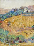 Calthea Campbell Vivian, Homes on a hillside, thought to be Alameda, California, oil on canvas