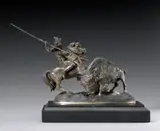 Théodore Baur, The buffalo hunt, c. 1876, silvered and gilt metal on a black marble base