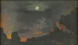 Jules Tavernier, The heart of a volcano under a full moon