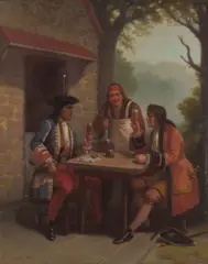 Gentlemen raising their glasses, 1884 12 x 9 3/4in by Benjamin Franklin Reinhart, offered May 2009