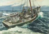 Fishing Trawler in Choppy Seas 22 x 31in by John Whorf, offered May 2009