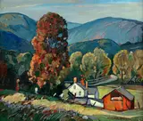 William Lester Stevens, New England autumn landscape 20 x 24in