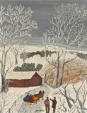 Grandma Moses, Which Way, 1946 13 1/2 x 10 1/2in