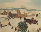 Grandma Moses, Hurrah for Christmas, 1942 18 x 22in