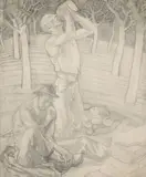 Dunbar D. Beck, Study for lunchbreak 23 x 19in(sight)