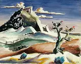 Thomas Hart Benton, Western landscape sight: 14 x 18in