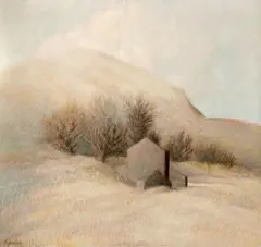 Roger Kipness, Landscape with houses 33 x 35in