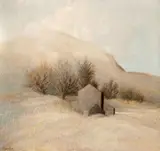 Roger Kipness, Landscape with houses 33 x 35in