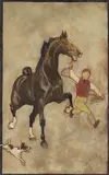 George Ford Morris, Boy with horse and dog 40 x 25in
