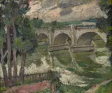 Maria-Mela Muter, Paysage du Rhine et le pont, 1940, oil on canvas