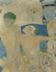 Julius Zimpel, The bathers, oil on canvas laid on board