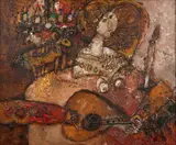 Théo Tobiasse, Esmeralda et Amalthée, 1976, oil and collage on canvas