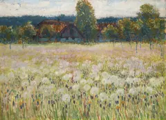 Karel Langer, Meadow with Dandelions, 1905 - 1910, Oil on cardboard