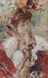 Jan Dědina, Portrait of a Lady, 1906, Watercolour, pencil, charcoal, paper