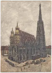 Josef Vaic, St. Stephen's Cathedral, 1906, Watercolour, pencil, cardboard