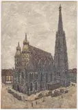 Josef Vaic, St. Stephen's Cathedral, 1906, Watercolour, pencil, cardboard