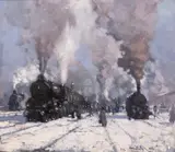Vilém Kreibich, Steam Locomotive, 1912, Oil on canvas