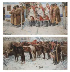 Otto Molitor, Masopust, on the Market, 1920s, Oil on canvas