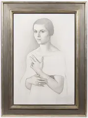 Jan Zrzavý, A Portrait of Miss Tydlitátová, 1928, Drawing on a canvas