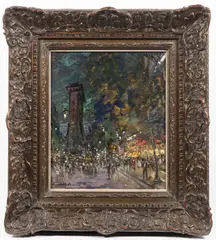 Konstantin Korovin, Parisian Street at Night, 1931, Oil on plywood