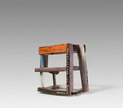 "Arbeit an der Konstruktion von Innenraum" by Albert Oehlen, 1983, Holz, farbig bemalt, sold Nov 2024