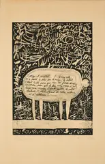 Pierre Alechinsky, Est-ce qu'il neigeait?, 1952, Radierung zu einem Text von Christian Dotremont auf LANA (Wasserzeichen)