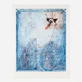 William T. Wiley, Now Who's Got the Blueprints, 1989, soft-ground etching and drypoint with scraping and burnishing in colors on Somerset