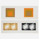 Folio II / Folder 19; Folio I / Folder 27 (two works from the Formulation : Articulation portfolio) by Josef Albers, 1972, screenprint in colors, sold Jan 2023