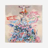 2 Arhats Meditating Amid the Hellfire of the Mound of the Dead by Takashi Murakami, 2013, offset lithograph in colors, sold Jan 2023