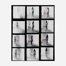 Robert Graham, Dye Transfer Study, 1970, gelatin silver print contact sheet with hand-painted acrylic additions